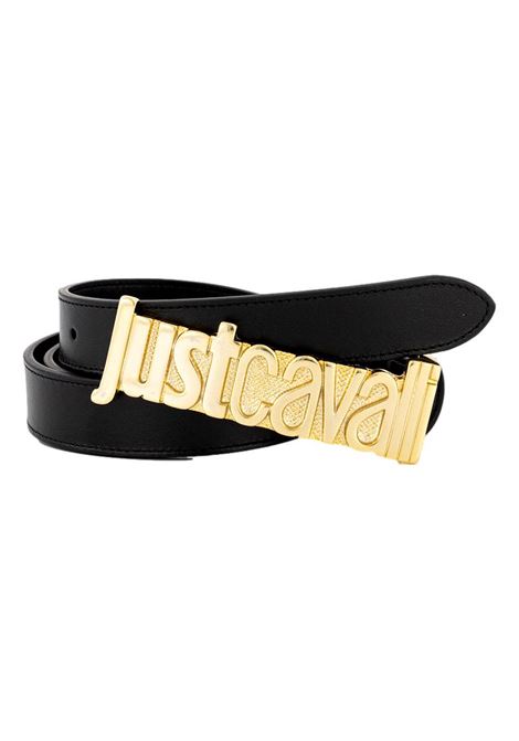 Just cavalli black belt with maxi gold logo buckle JUST CAVALLI | belts | S11TP0280 PR030900